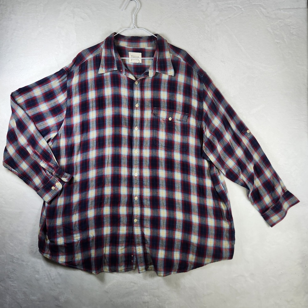 True Nation 3XL Plaid Shirt Long Sleeve Button Front‎ Pocket Men's Casual